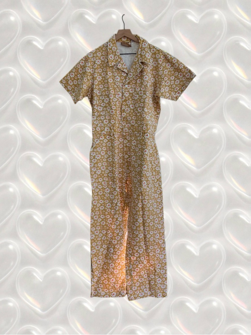 Big Bud Press Yellow Lazy Daisy Short Sleeve Jumpsuit Size XL